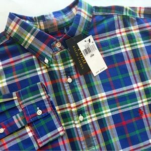 Polo Ralph Lauren 2XB Oxford Check Shirt Royal Multi Plaid Button Down NWT